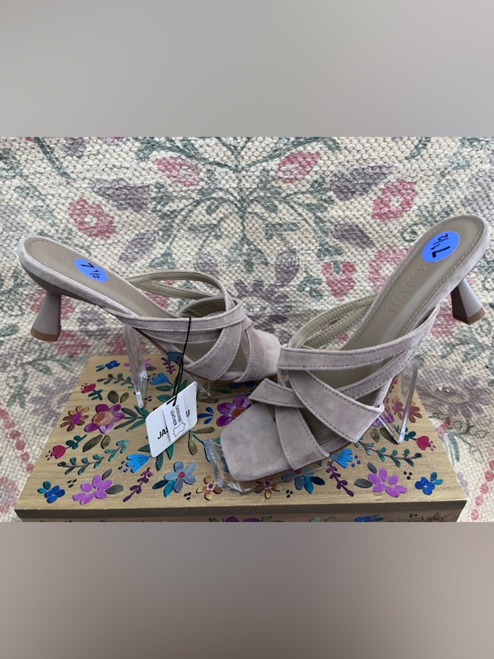 NWT Jason Wu Kims Suede Square Toe Kitten Sandal - Picture 7 of 11
